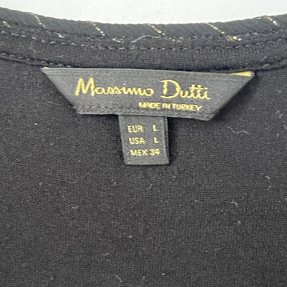 Massimo Dutti Blouse Tank Top - Black with Metallic Threading - Size L - Picture 3 of 3